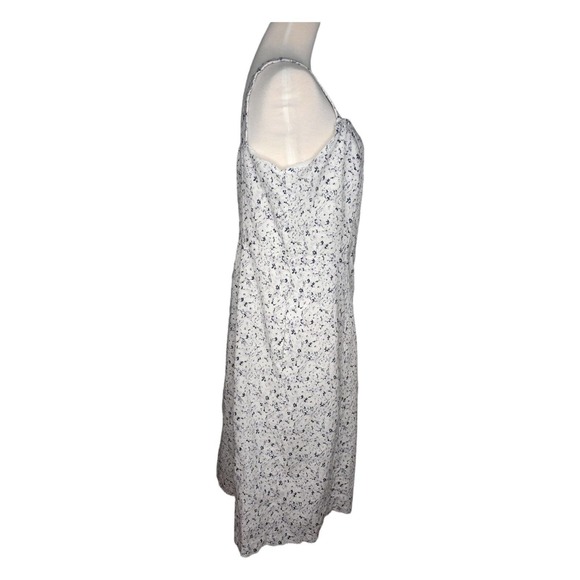 Gap White Grey Black Floral Linen Bib Front Button Down Dress w Pockets 16 Tall - Picture 4 of 9